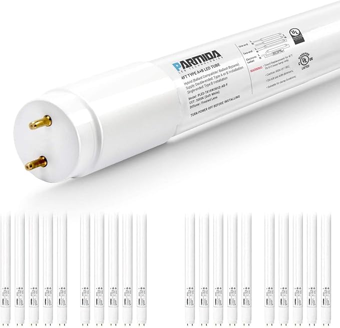 20 Pack 4FT T8 LED Hybrid Tubes 18W 2200LM 5000K Type A B Frosted Replacement