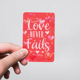 Christian Valentines Cards - 1 Cor 13:8 - Pack Of 12 Inspirational Christian Cards With Scripture Encouragement, Bible Verse Cards For Women & Men, Wallet Scripture Cards For Devotions