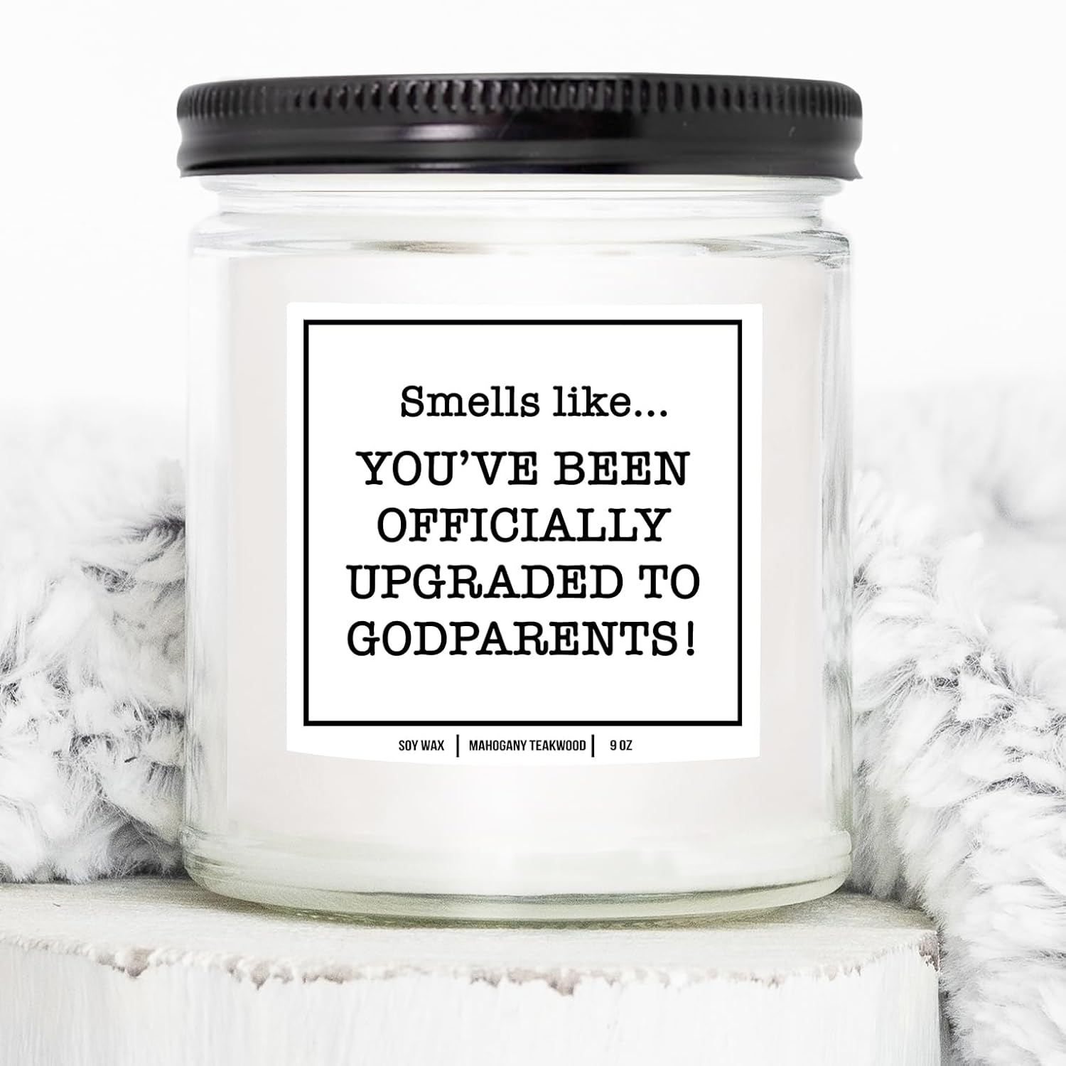 You Nique Designs Godparents Proposal Gift Candle 9 Oz Candle - God Parents Presents Proposal Gifts - Gift When Asking Someone To Be Godparents - Godparents Proposal Ideas (Mahogany Teakwood)