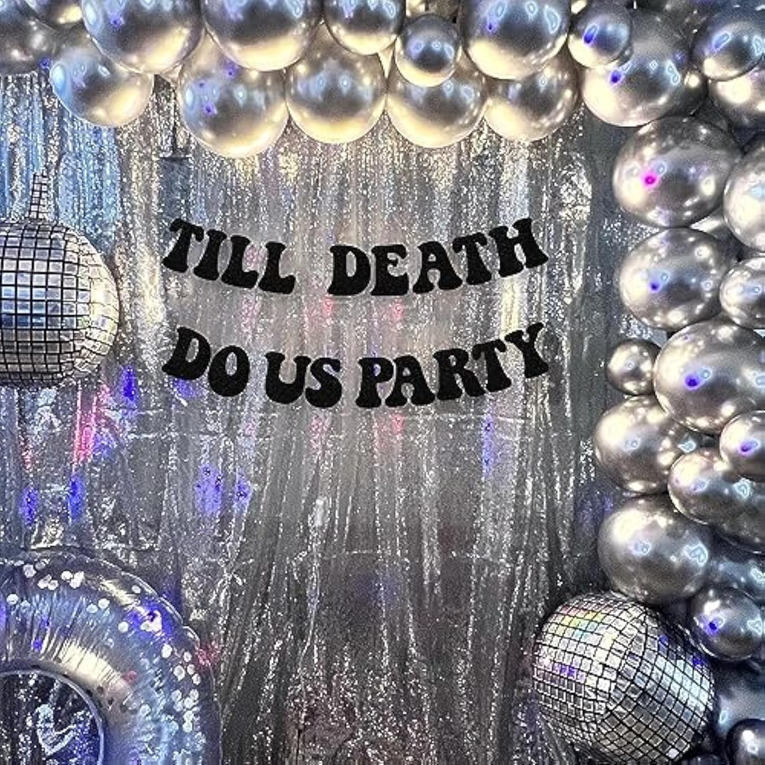 Till Death Do Us Party Halloween Banner Bride To Be Bachelorette Party Garland Wedding Anniversary Theme Sign