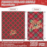 100Pcs Christmas Guest Napkin Red Green Plaid Disposable Paper Napkin Foil Gold Merry Christmas Dinner Hand Towel Napkin For Xmas Holiday Party Supplies