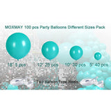 102Pcs Teal Blue Balloon Kit 18in 12in 10in 5in Party Decoration Set