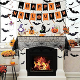 Halloween Decorations Indoor Set with Banner Hanging Swirls Table Runner Mantel Scarf Bats
