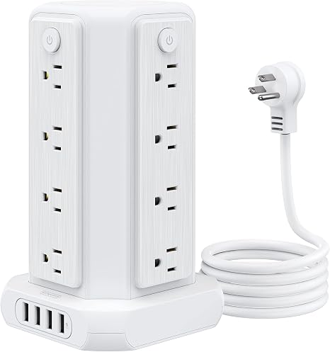Power Strip Tower 16 Outlets 4 USB Ports 5FT Cord 1080J Surge Protector
