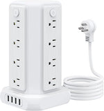 Power Strip Tower 16 Outlets 4 USB Ports 5FT Cord 1080J Surge Protector