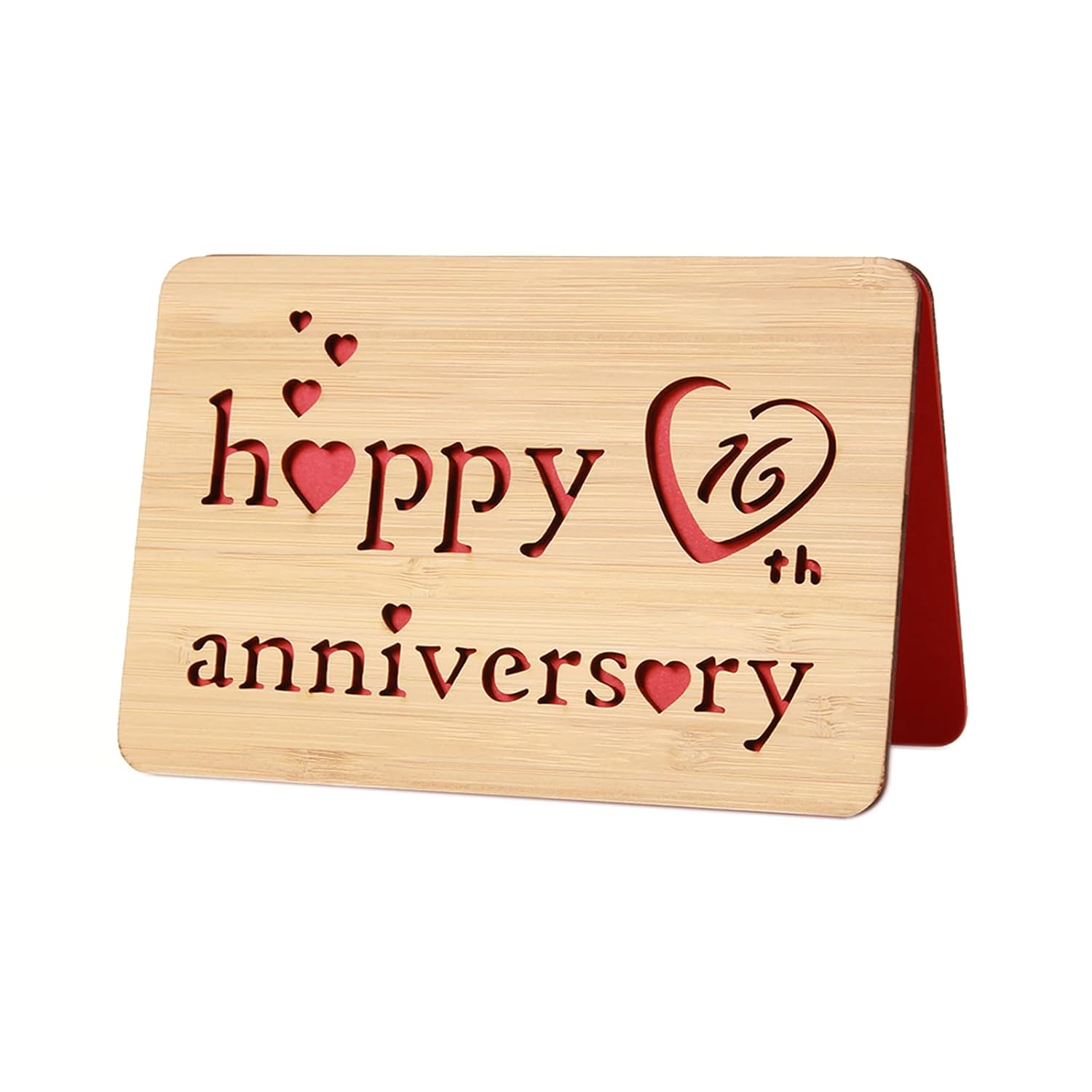 Wooden 16Th Anniversary Card,Handmade 16 Years Wedding Anniversary Greeting Cards,16Th Wood Anniversary Card For Her,Him,Husband,Wife