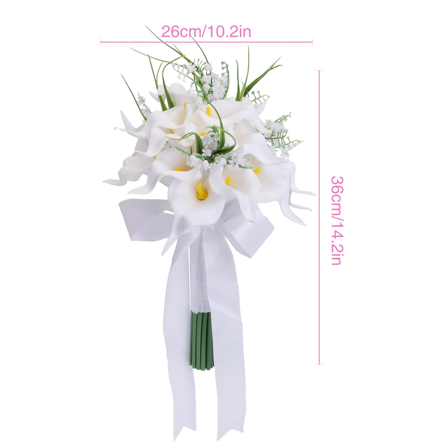 Wedding Bouquets For Bride Bridesmaid, White Calla Lily Rose Artificial Flowers Bridal Holding Flowers For Wedding Church Ceremony Home Decoration