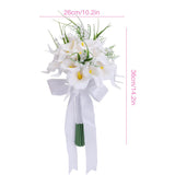 Wedding Bouquets For Bride Bridesmaid, White Calla Lily Rose Artificial Flowers Bridal Holding Flowers For Wedding Church Ceremony Home Decoration