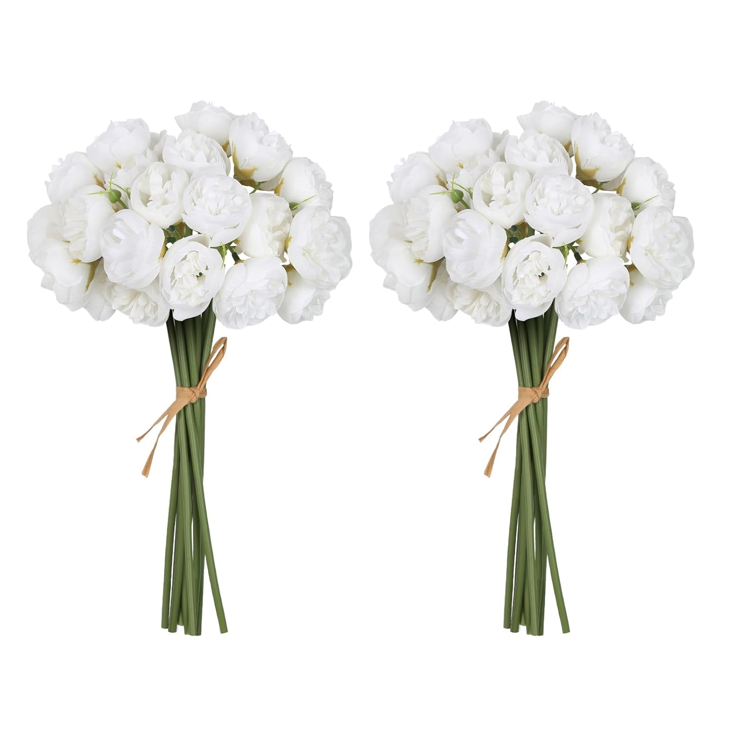 Ranunculus Artificial Flowers 18 Pcs Silk Flowers Artificial Peonies Faux Ranunculus Flowers For Diy Wedding Bouquet Bridal Shower Filler Flowers Decor(White)