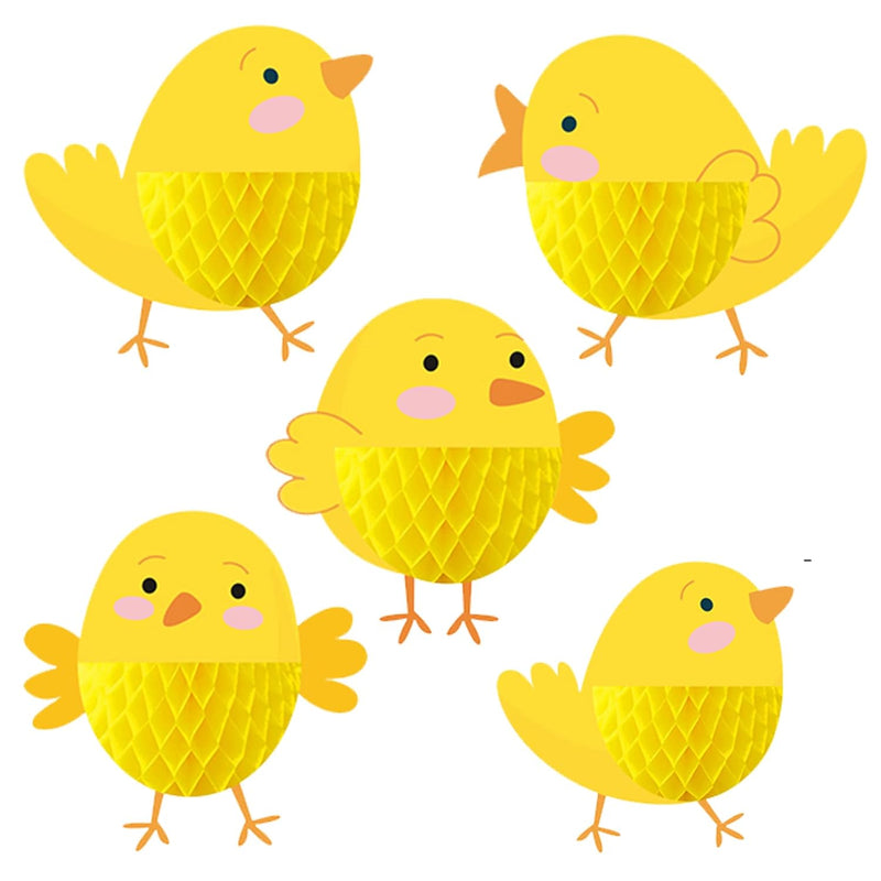 5Pcs Easter Chick Honeycomb Centerpieces Walking Animal Chicks 3D Tabl