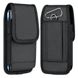 Cell Phone Pouch Nylon Belt Holster Case Compatible With Iphone 16/15/14/13/12/11 Pro Max & Plus Models, Samsung Galaxy S24/S23/S21 Fe, Black–Xl