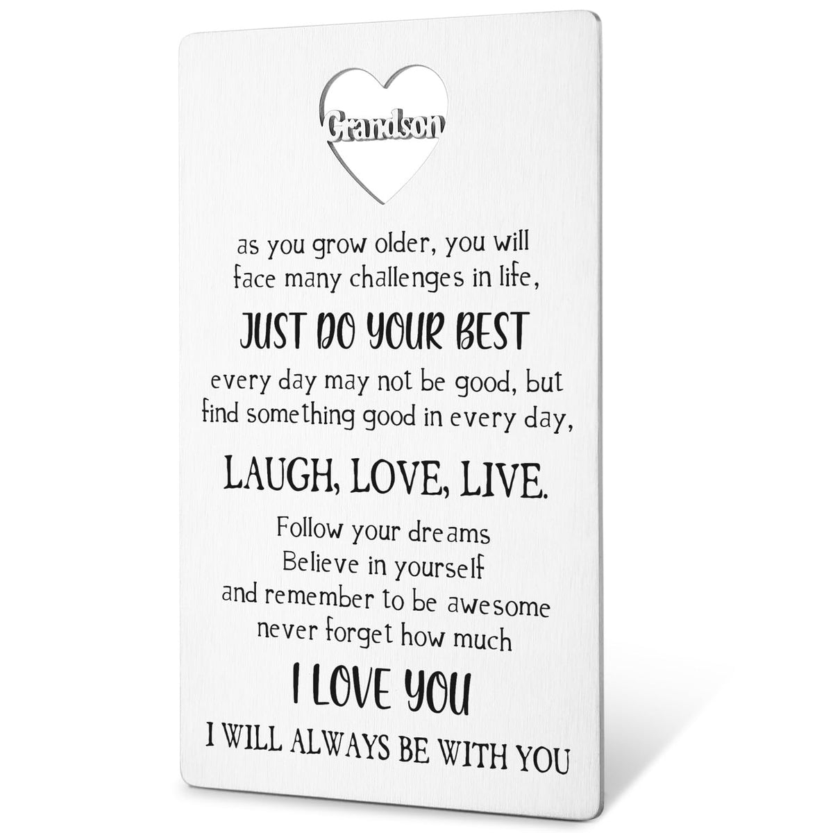 Grandson Wallet Card - Grandma'S Inspirational Gifts For Graduation, Birthday, Christmas & Deployment