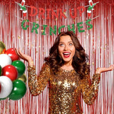 2-Pack Red Foil Fringe Curtains 3.2x8 ft for Party and Photo Booth Decor