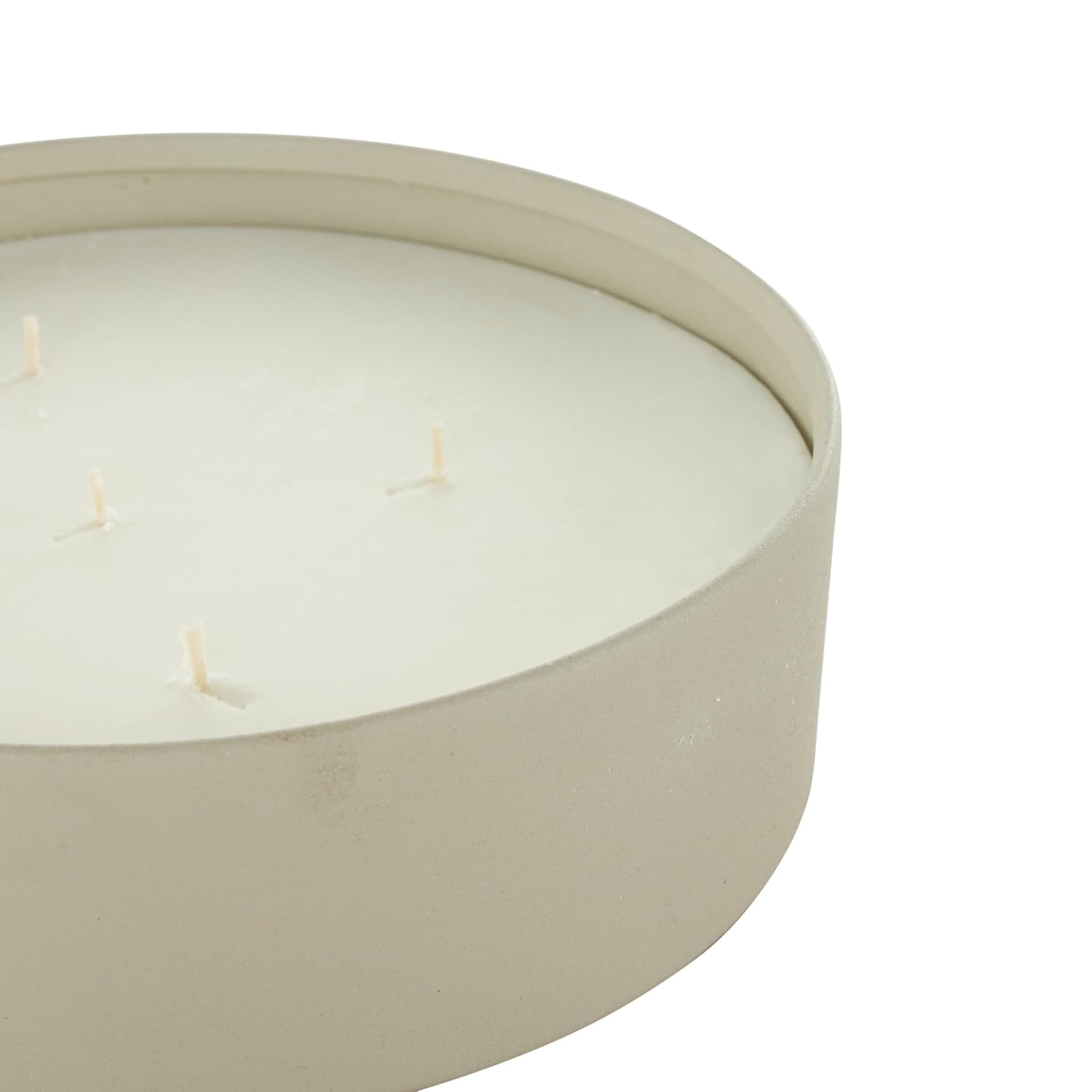 Deco 79 Metal Decorative Candle Pink Blush & Poppy Scented Textured 59oz 5 Wick Aromatherapy Candle with White Wax, Wax Aromatherapy Candle 9" x 9" x 3", Cream