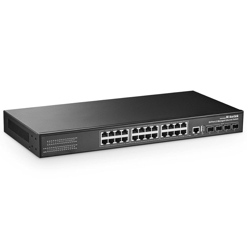 28 Port Gigabit Managed Switch, 24 Port Ge, 4 X 10G Sfp+ Uplink, 1 Console Por