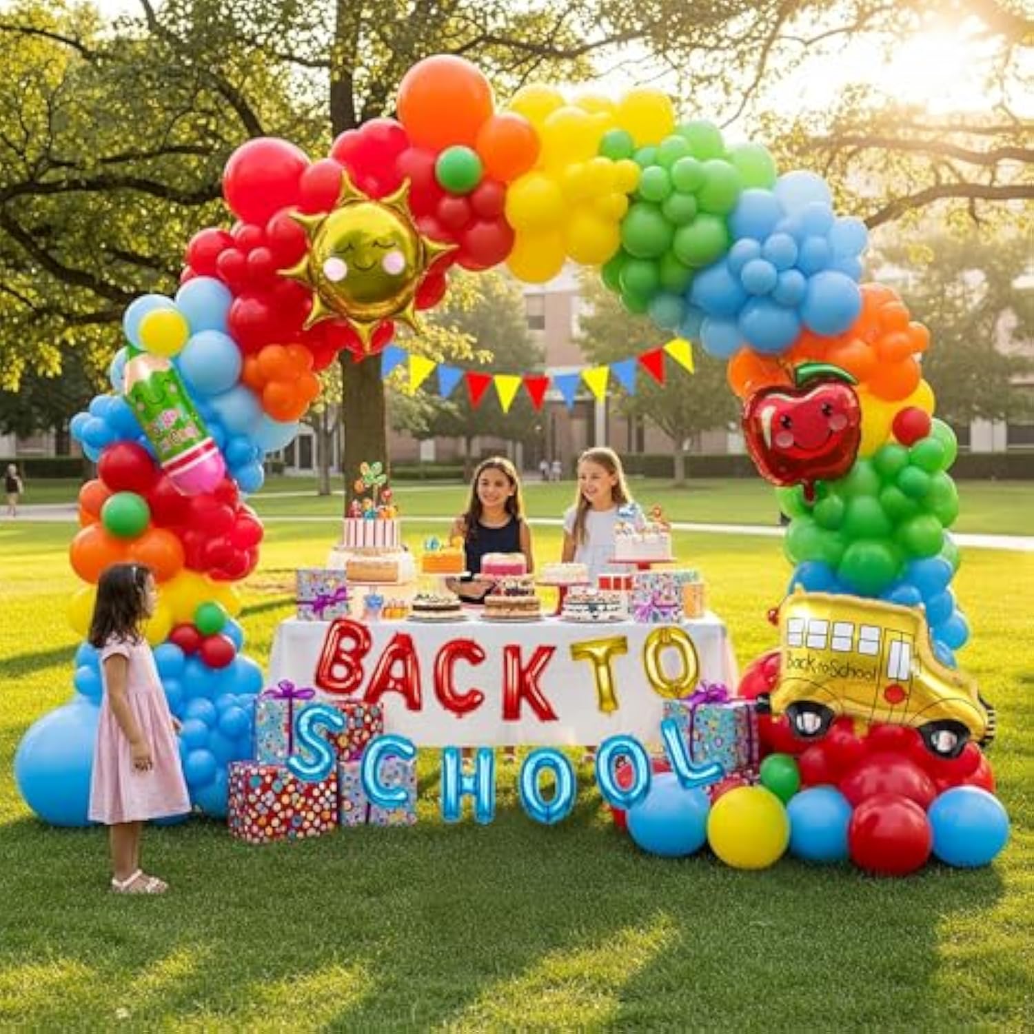 Back To School Balloon Garland Arch Kit Rainbow Balloons With School Theme Mylar Foil Balloons For Back To School Decoration First Day Of School Party Supplies Classroom Decoration