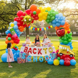 Back To School Balloon Garland Arch Kit Rainbow Balloons With School Theme Mylar Foil Balloons For Back To School Decoration First Day Of School Party Supplies Classroom Decoration