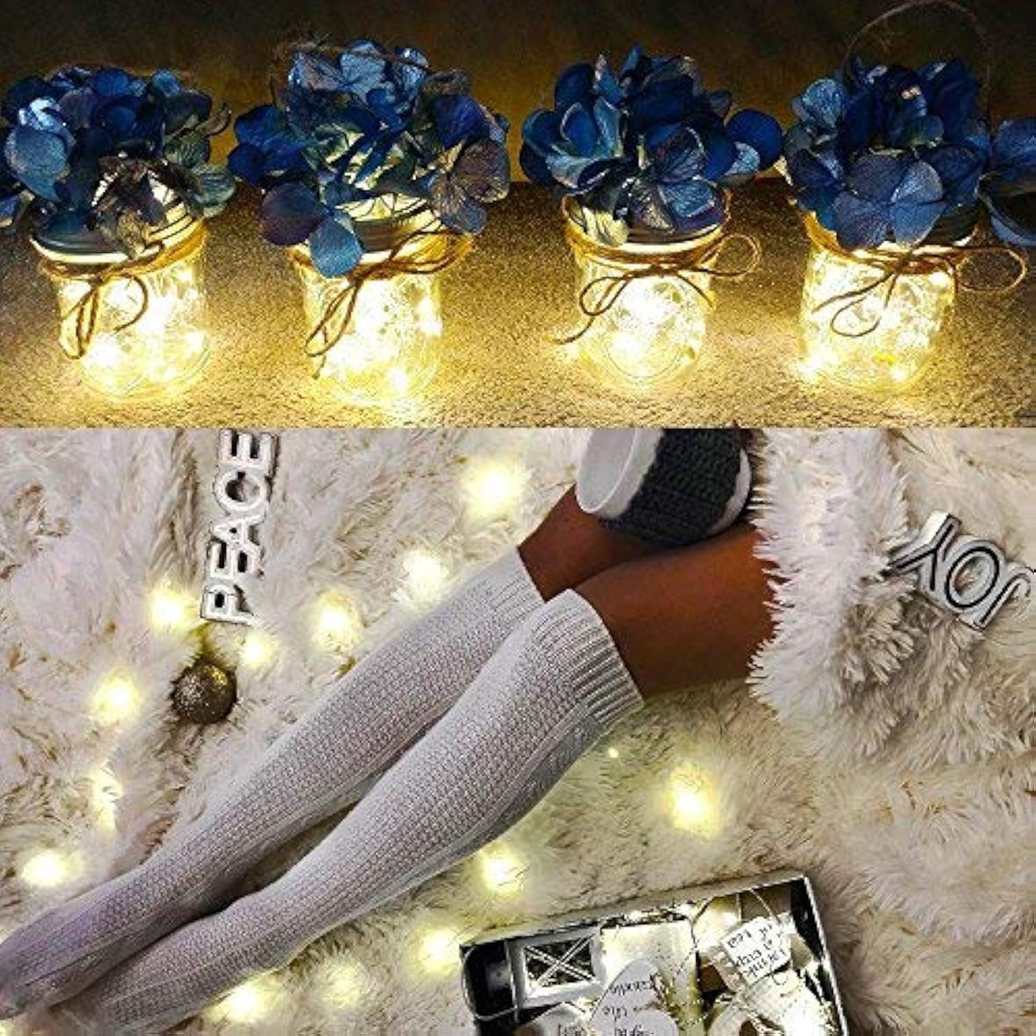 6-Piece Warm White LED Starry String Lights 3.3ft Copper Wire Battery Operated