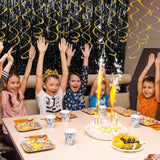 24 Pcs Gold Foil Hanging Swirl,Sparkle Ceiling Hanging Decorations, Plastic Streamer Party Decorations,Swirl Decorations With Double-Swirls And Single-Swirls For Birthday,Graduation,Easter,New Year