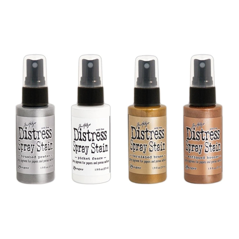 Tim Holtz Distress Spray Stains - Metallics And White - Four Items