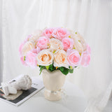 32 Pcs Champagne Pink Artificial Flowers Roses Fake, Silk Flowers With Stems For Diy Wedding Gothic Bridal Shower Centerpieces Arrangements Tables Decorations