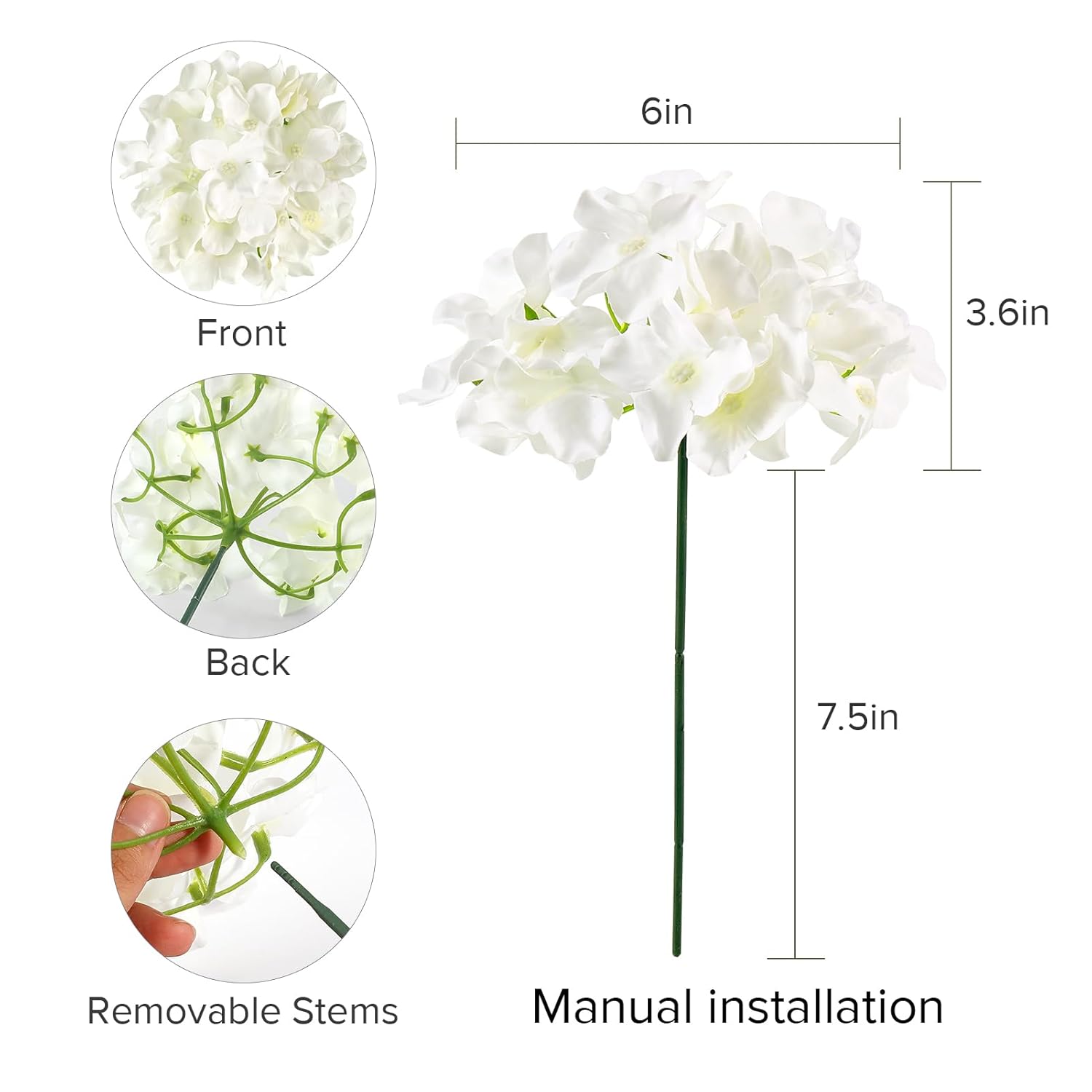 46 Pcs Hydrangea Artificial Flowers Silk Hydrangea Heads With Stems, Ivory Artificial Hydrangea Flowers For Diy Wedding Centerpiece, Garden, Home, Party, Baby Shower Decor