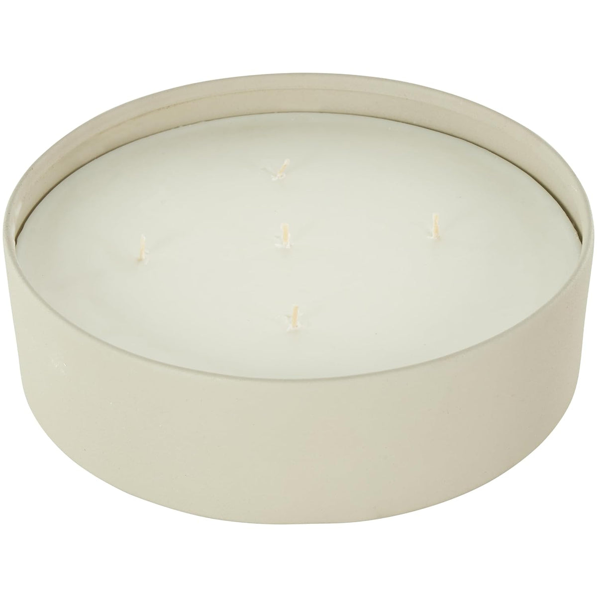 Deco 79 Metal Decorative Candle Pink Blush & Poppy Scented Textured 59oz 5 Wick Aromatherapy Candle with White Wax, Wax Aromatherapy Candle 9" x 9" x 3", Cream
