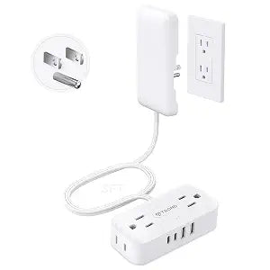 Flat Plug Power Strip 4 Outlets 4 USB Ports 2 USB C 3FT 900J Surge Protector