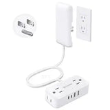 Flat Plug Power Strip 4 Outlets 4 USB Ports 2 USB C 3FT 900J Surge Protector