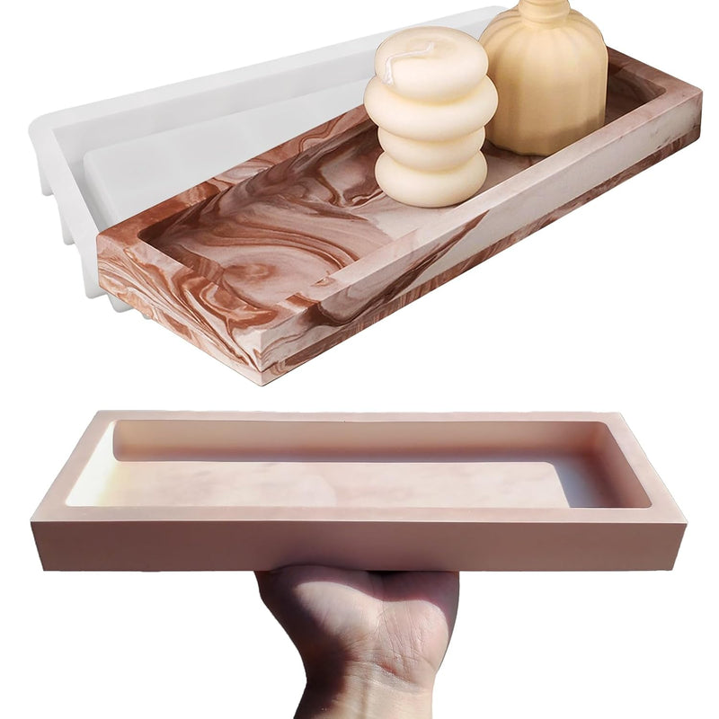 Large Rectangular Tray Mold With Edges, 12.3In Concrete Storage Container, Big Plate Candle Holder Silicone Molds For Epoxy Resin, Diy Cement Plaster Art Craft Home Decor