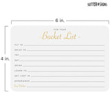 Bucket List Suggestion Cards 50 Pcs | For Wedding Guest Book, Retirement Party Games, Couples Travel, Adventure Activities. Gold Foil Note Cards 4X6 Inch