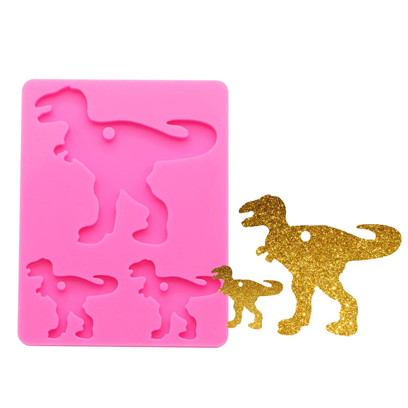 Super Shiny Dinosaur Family Shape Keychain Molds Resin Silicone Mold F