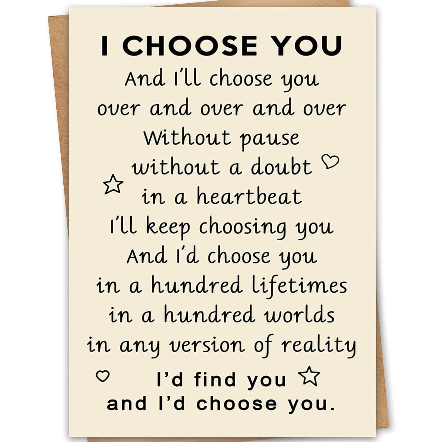 “I Choose You ”Valentines Day Card For Him Her, Romantic Valentines Day Gifts For Husband Wife Boyfriend Girlfriend