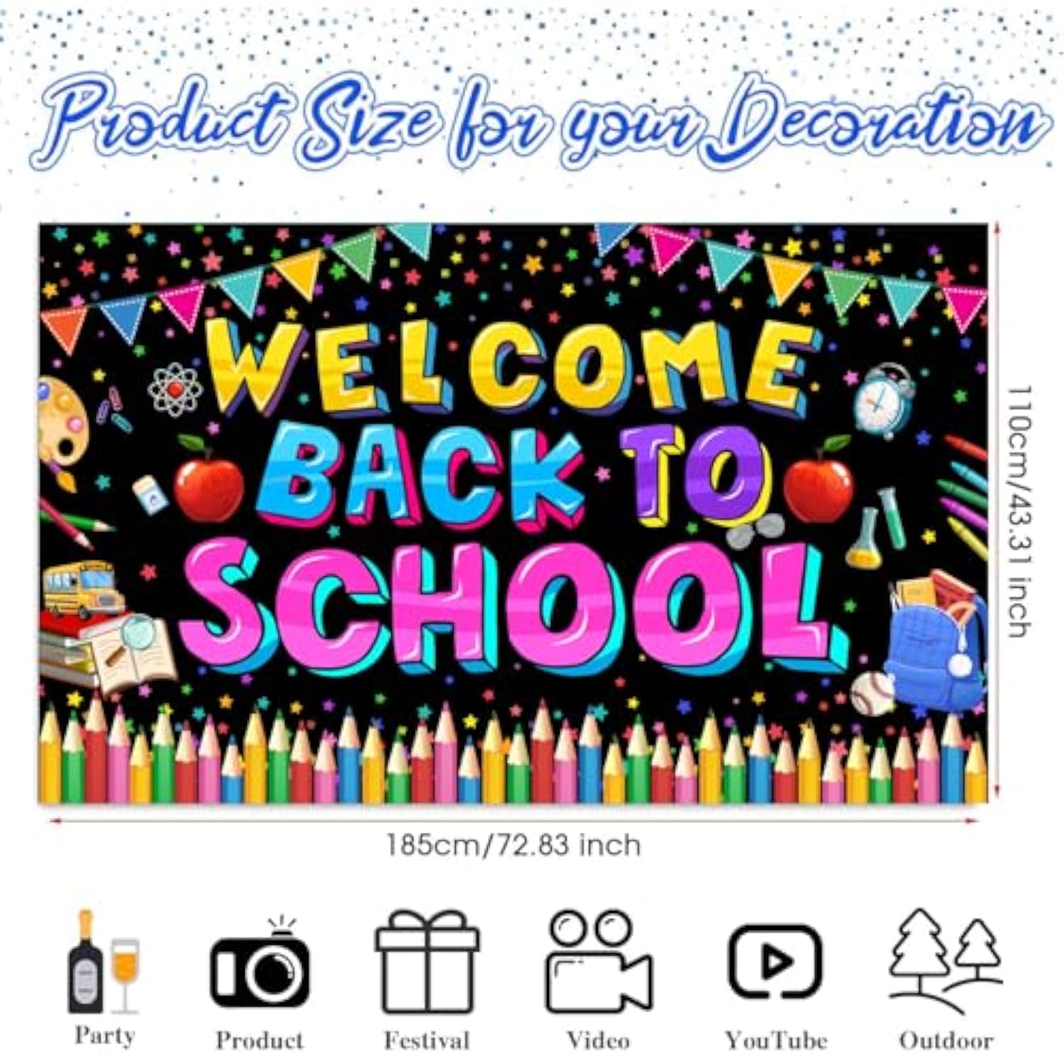 Welcome Back To School Banner Backdrop, Back To School Decorations For Classroom School, First Day Of School Banner Backdrop, Welcome Back To School Party Decorations