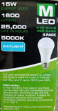 4 Pack A19 LED Dimmable Light Bulbs 100W Equivalent Daylight 5000K White Bulbs
