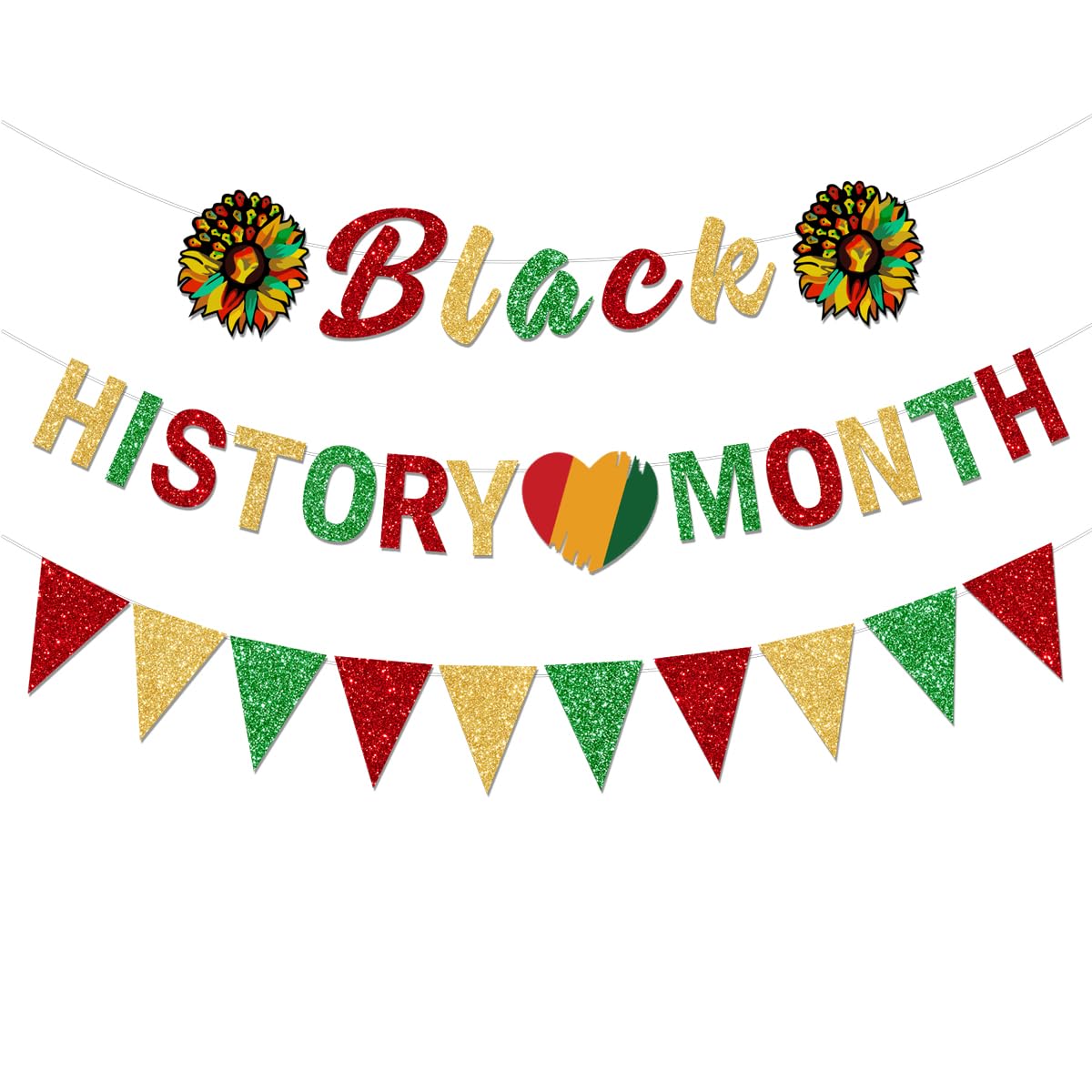 Glitter Black History Month Decorations Banner Supplies African American Banner Party Garland Decoration African BHM Worthwhile Commemoration Festival Holiday Afro Sign Party Supplies Decorations
