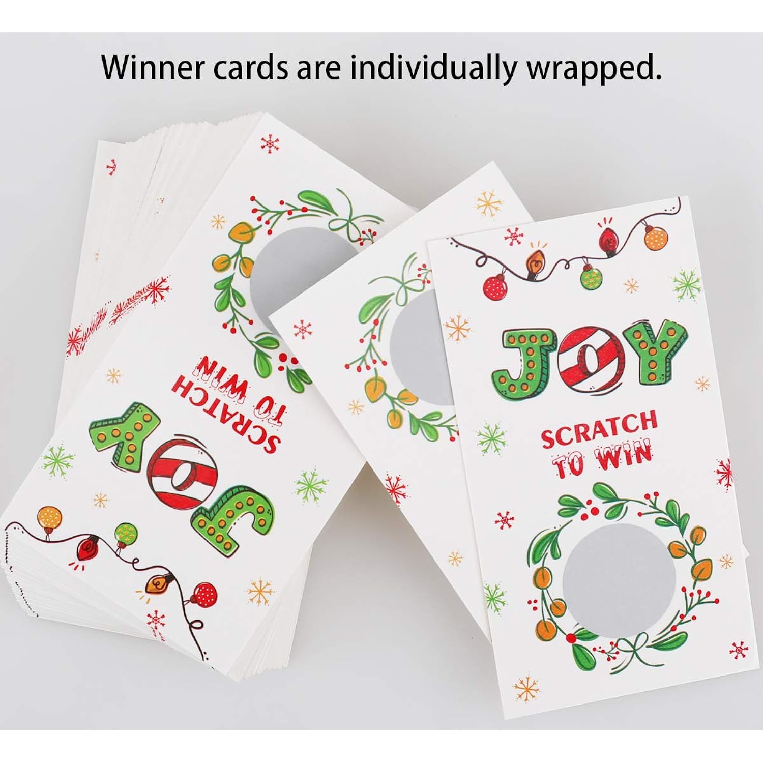 48Pcs Christmas Scratch Off Party Game Cards - Xmas Holiday Games Supplies Activity