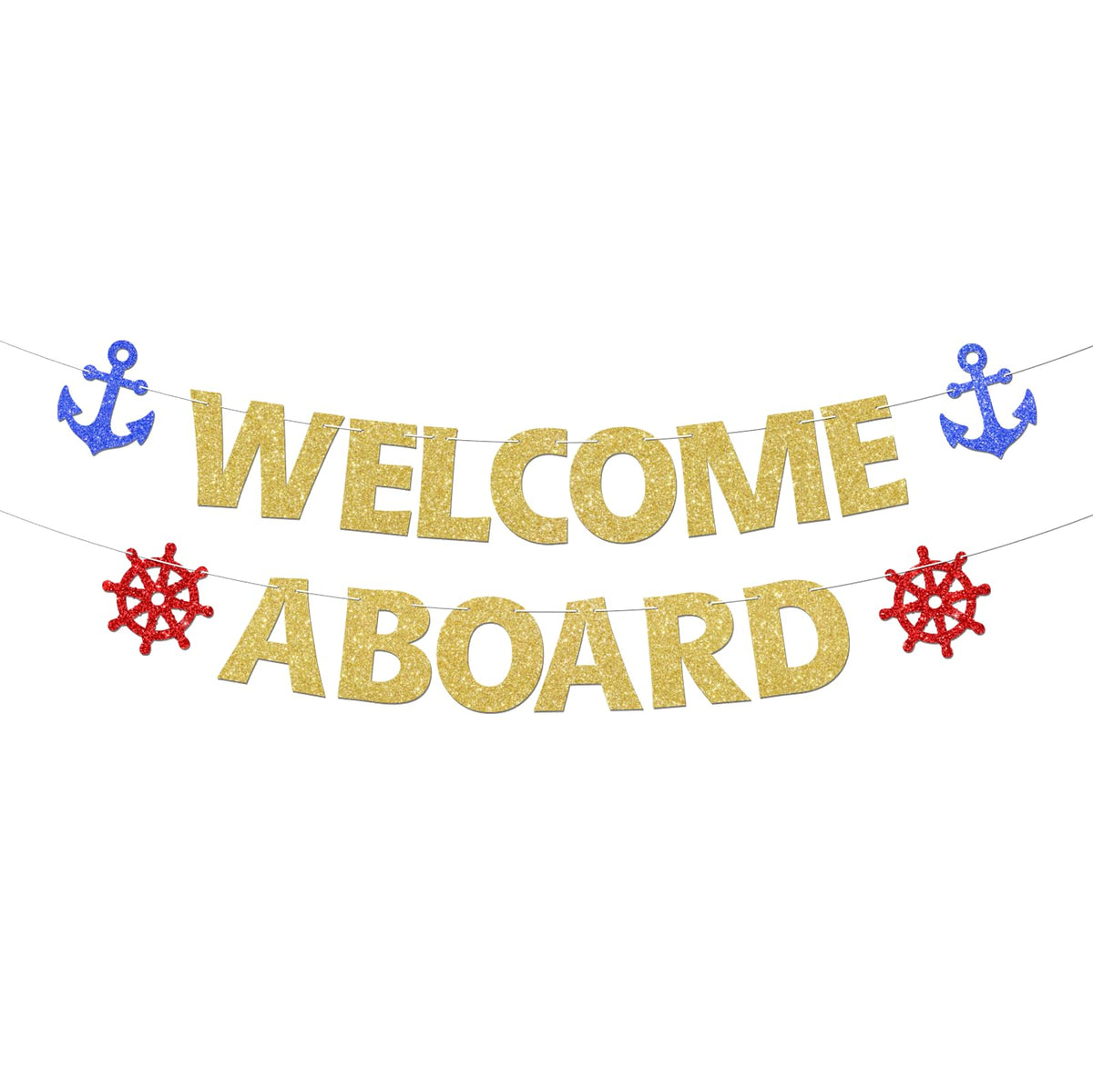 Welcome Aboard Nautical Lighthouse Banner for Boy Baby Shower Birthday Party, Hanging Party Decor Supplies