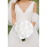 Artificial Roses, 30Pcs White Roses Silk Roses Artificial Flowers For Crafts Wedding Bouquet Home Decoration(White)