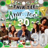 Golf 30Th Birthday Decorations - 30Th Birthday Backdrop, Thir-Tee Banner, Honeycomb, Hanging Swirls, Paper Pom Poms And Balloons For Him Or Her 30 Birthday Party Supplies