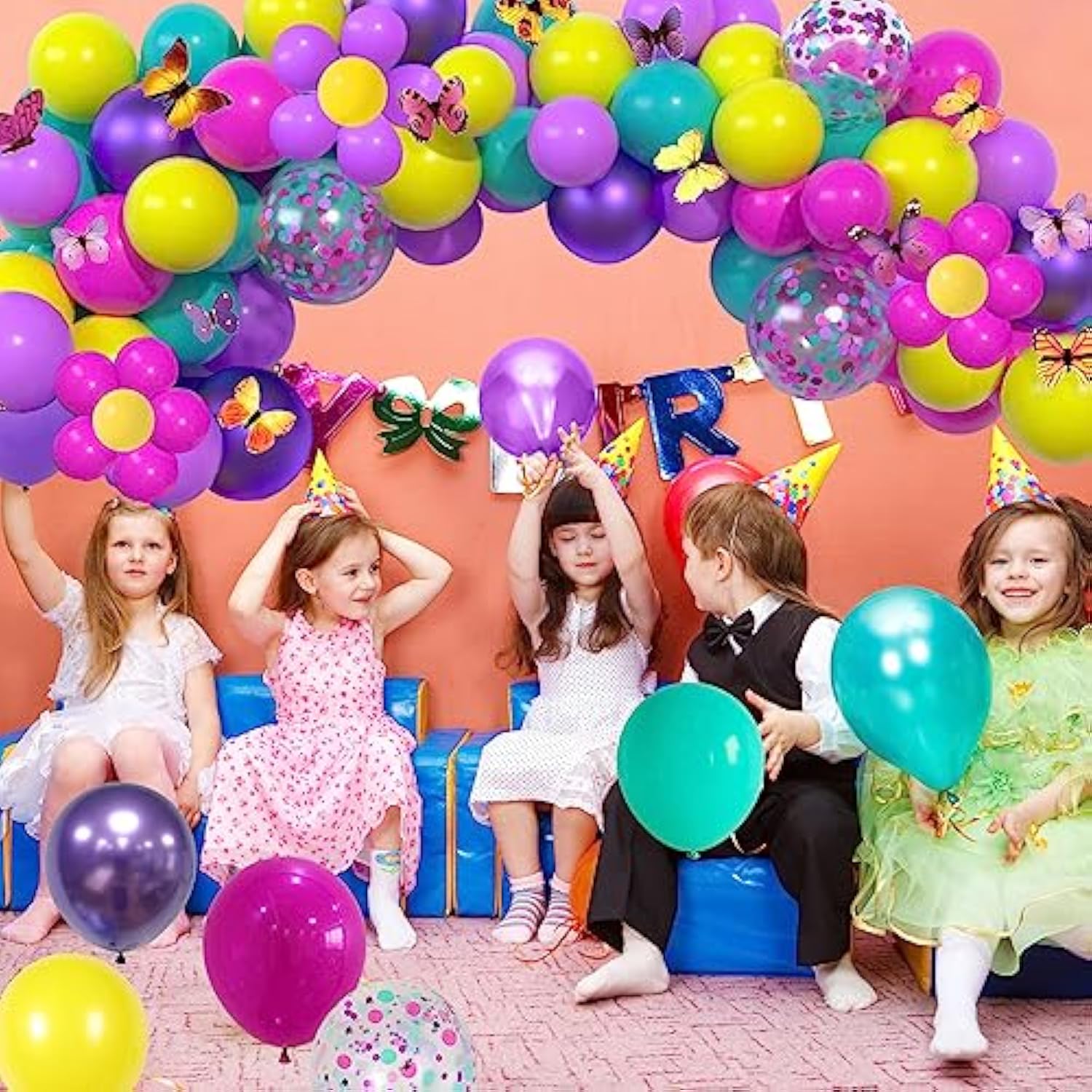 Pink, Blue, Purple Balloon Set: Metallic Confetti, 60 PCS