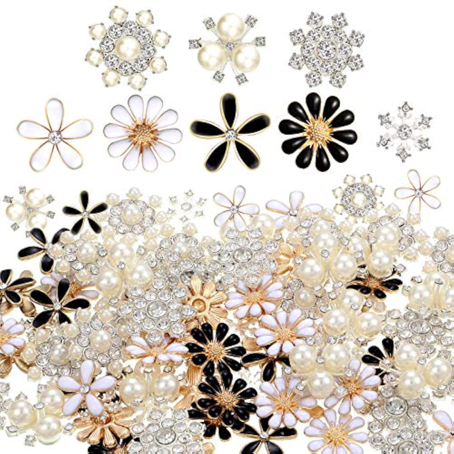 80 Pieces Rhinestone Buttons Embellishments Buttons Faux Pearl Buttons