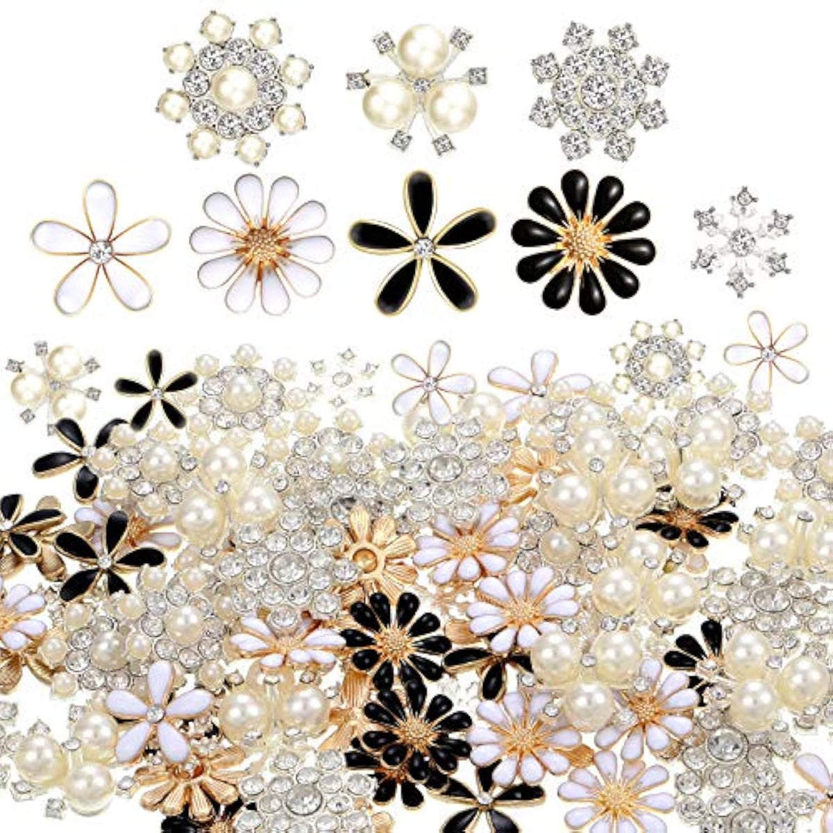 80 Pieces Rhinestone Buttons Embellishments Buttons Faux Pearl Buttons