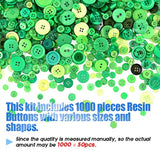 1000-Pieces Christmas Buttons 2 Holes And 4 Holes Green Round Craft Re