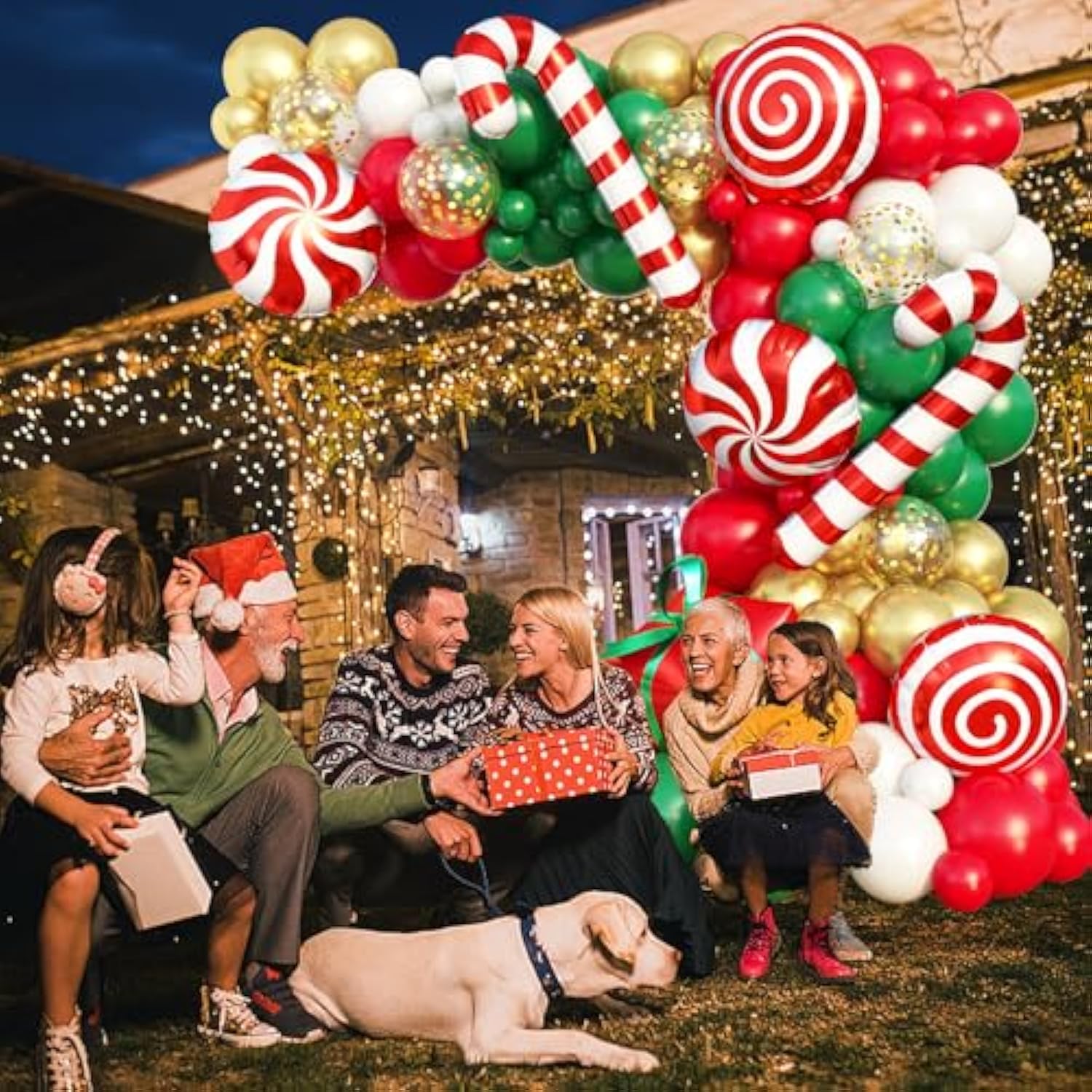 139 Pcs Christmas Balloon Garland Kit with Red Green White Gold and Foil Balloons