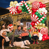139 Pcs Christmas Balloon Garland Kit with Red Green White Gold and Foil Balloons