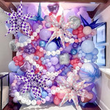 24 Pc Purple Silver Checkered Star Foil Balloons Party Decoration