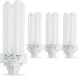 26W Triple Tube CFL Light Bulbs GX24Q-3 4-Pin Base 3500K White Replacement 4 Pack