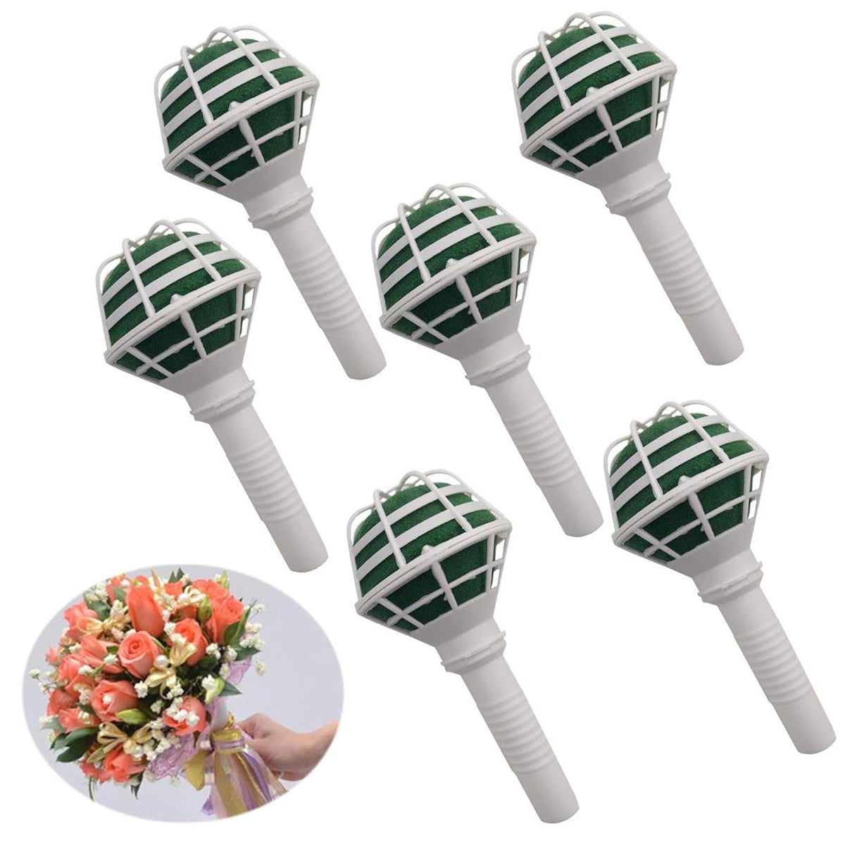 Box Of 6, Bouquet Holders - Bridal Wedding Bouquet Holder Decoration Diy Wedding Bouquet Holder For Artificial Flowers