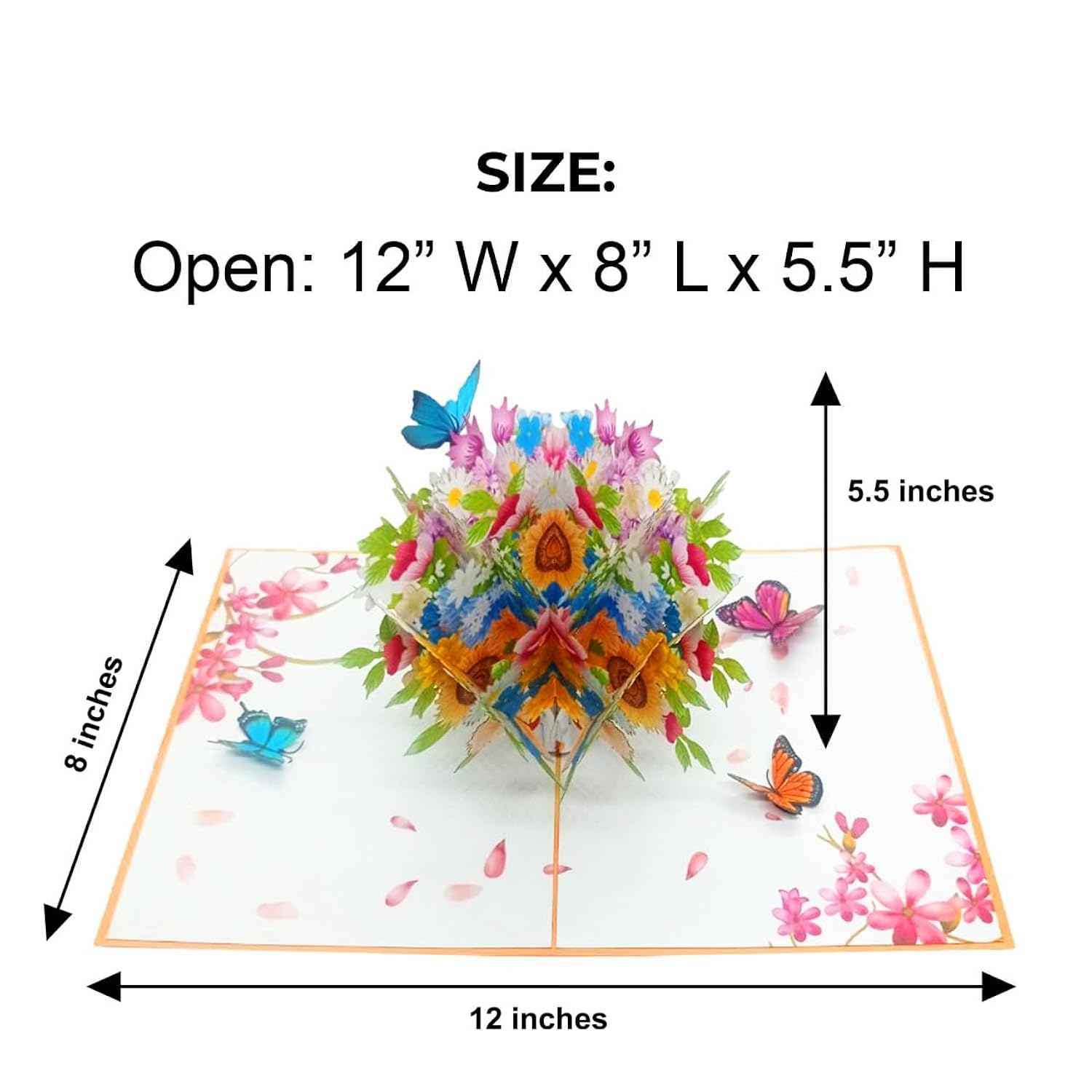 Flower Vase Magic Pop Up Card – 6" X 8" 3D Floral Bouquet Greeting With Butterflies For Birthday, Mother’S Day, Anniversary, Thinking Of You, Surprise Gift With Envelope